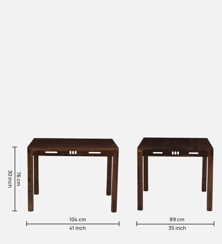 Sheesham Wood 4 Seater Dining Set In Scratch Resistant Teak Finish - Ouch Cart