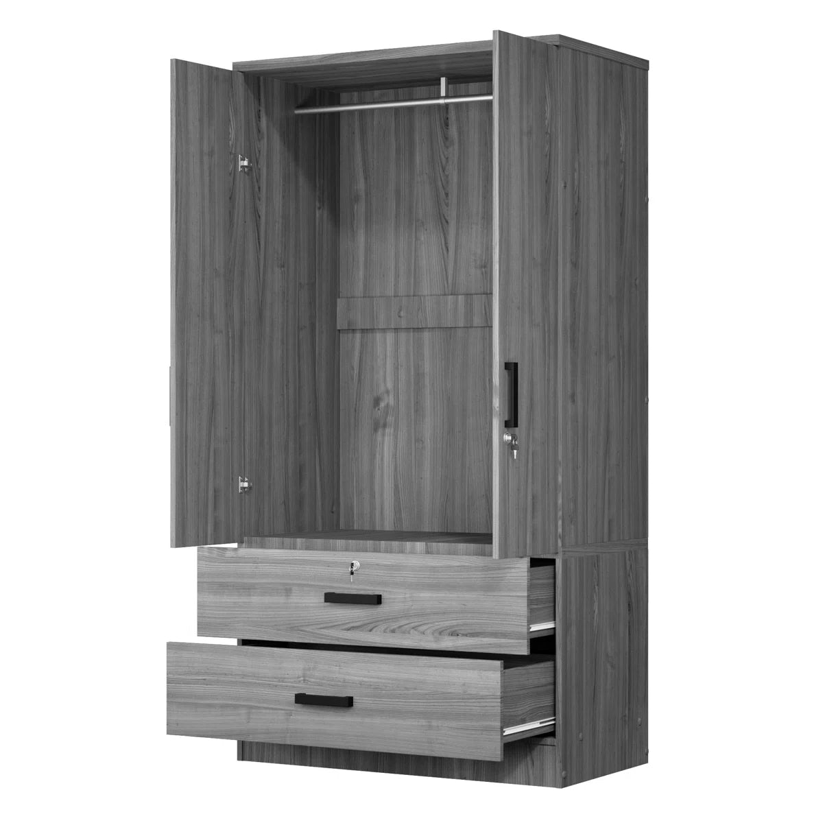 Stylish Scottie Armoire 2-Door Wardrobe with 2 Drawers for Bedroom-OUCH CART | Wardrobe