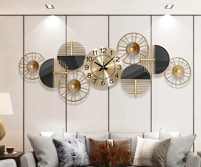 Golden Black Dial Wall Clock N.R.HOMESDECOR