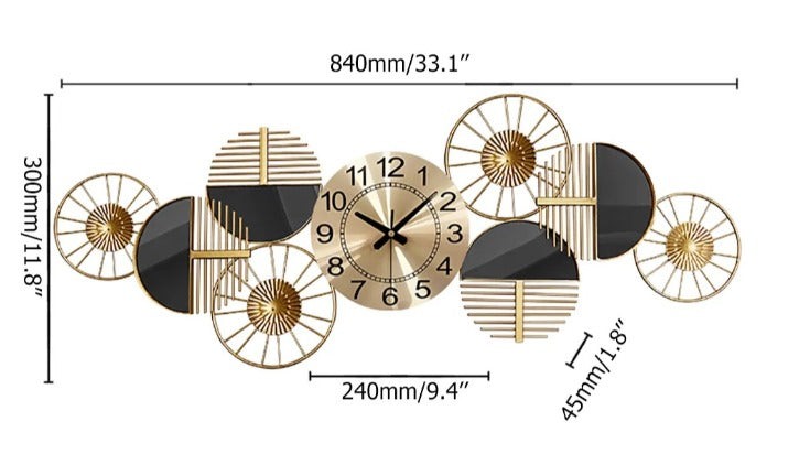 Golden Black Dial Wall Clock N.R.HOMESDECOR