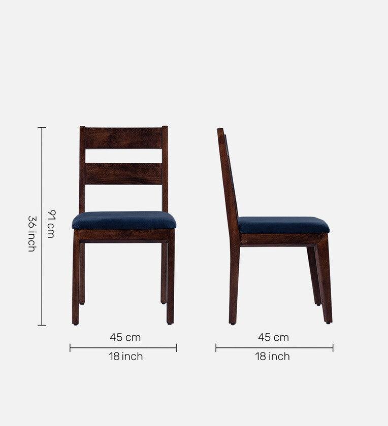 Solid Wood 4 Seater Dining Set in Brown & Blue Finish - Ouch Cart