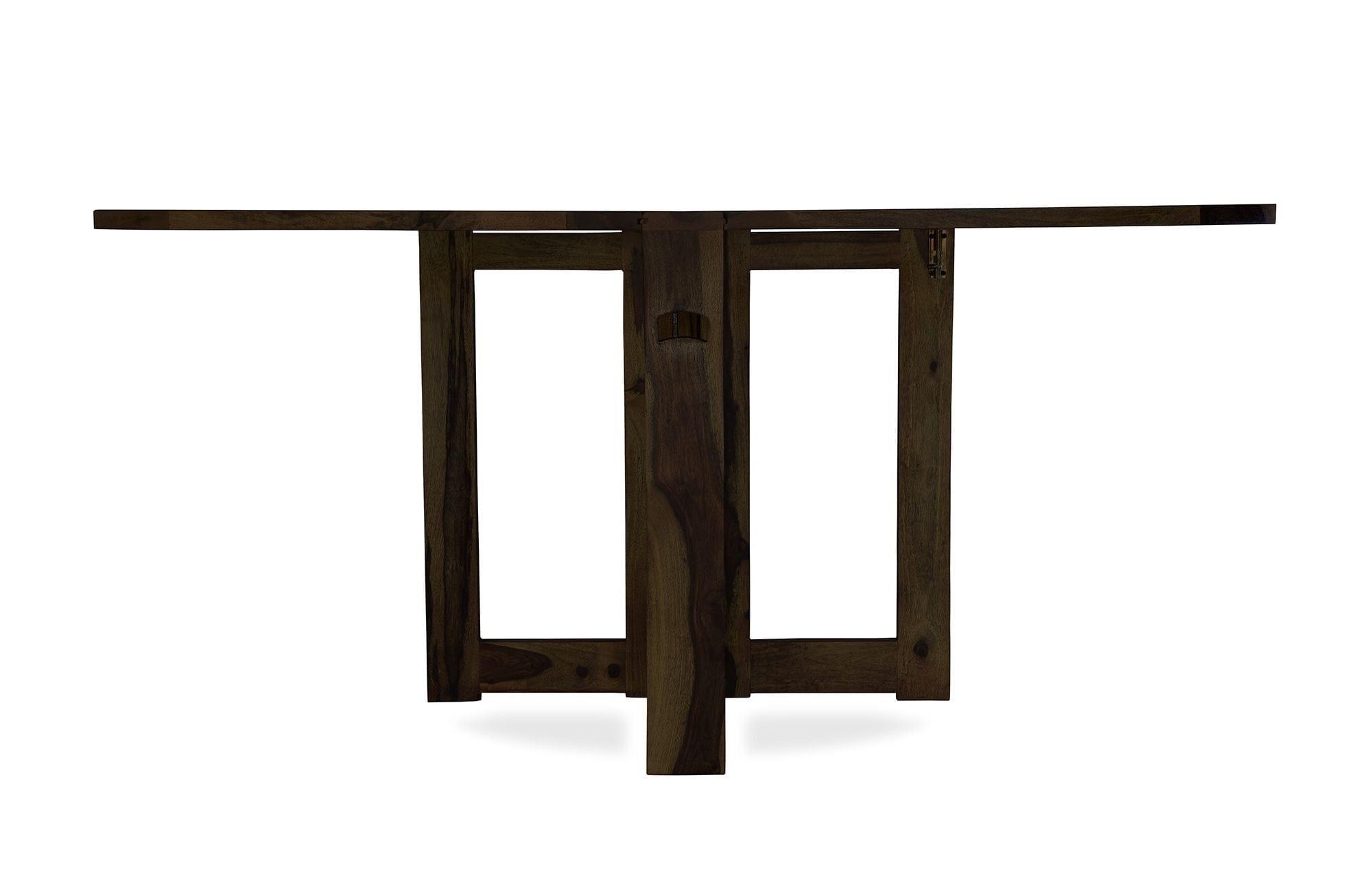 Sheesham Wood foldable dining table in walnut finish - Ouch Cart