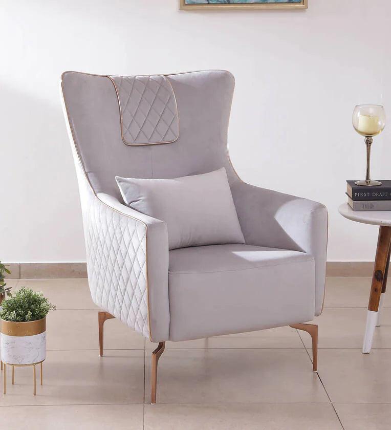 Velvet 1 Seater Sofa In Peach Colour - Ouch Cart | Armchair | Wingchair