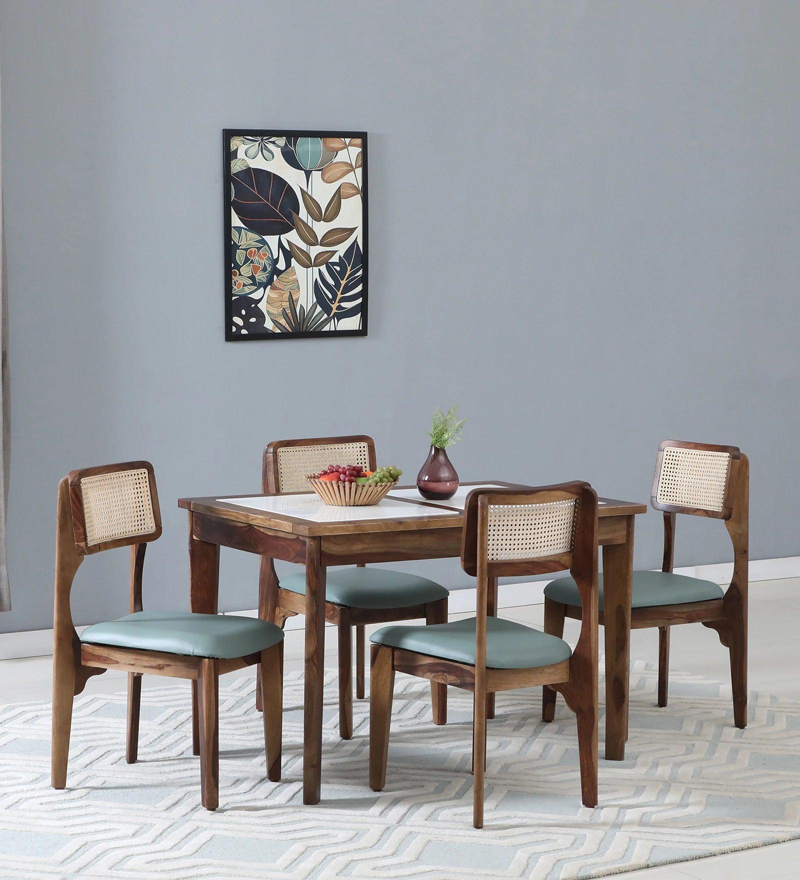 Sheesham Wood 4 Seater Dining Set In Scratch Resistant Provincial Teak ...