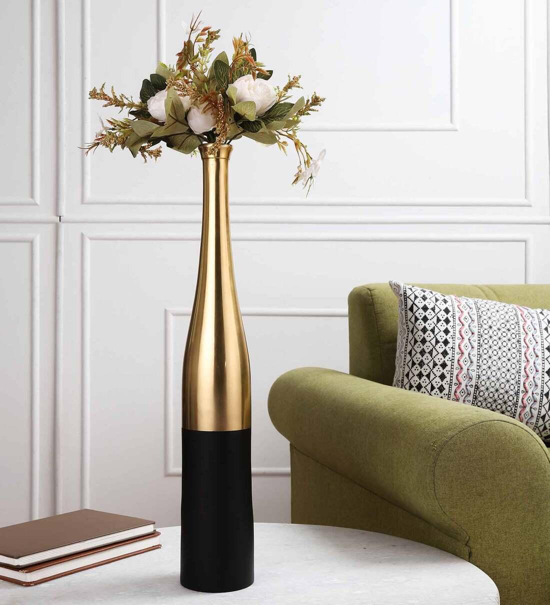 Black And Gold Champagne Large Bottle Vase, - Ouch Cart