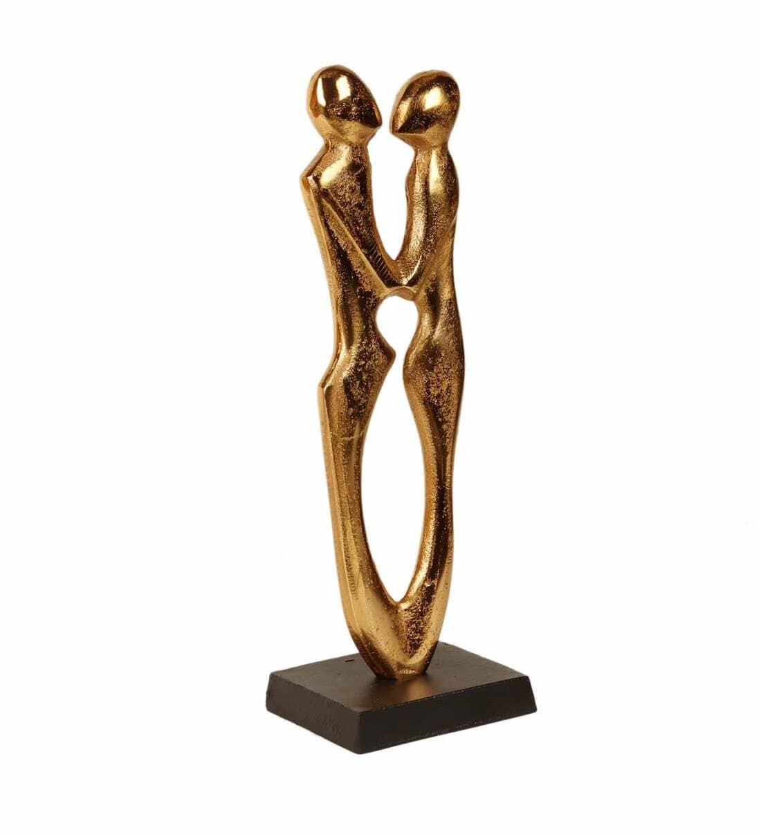 Golden Couple Statue Aluminium Table Accent, - Ouch Cart