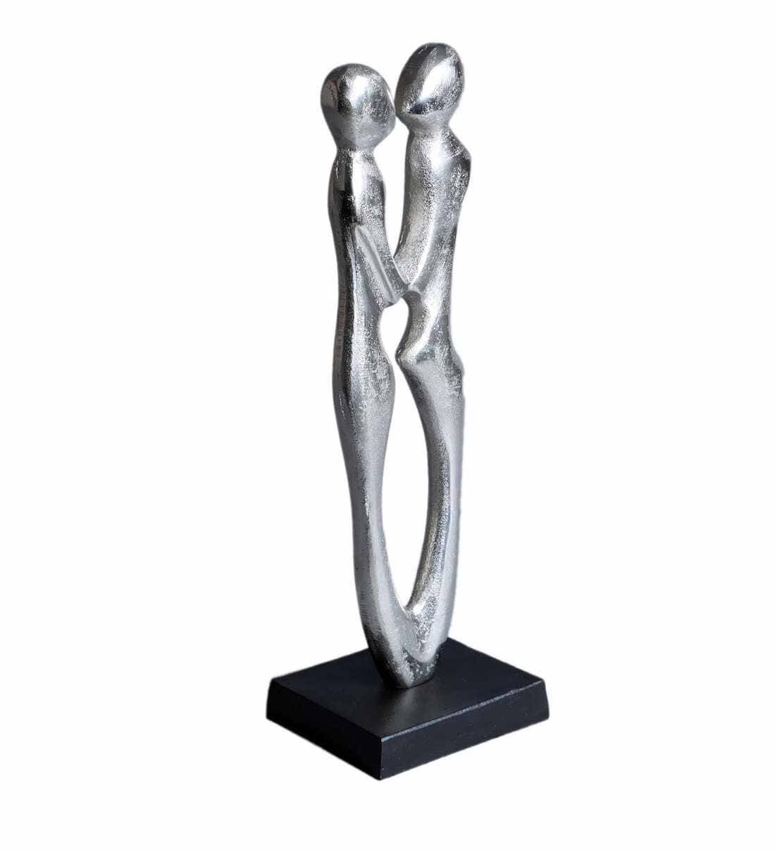 Silver Couple Abstract Figurine Statue In Raw Finish, - Ouch Cart