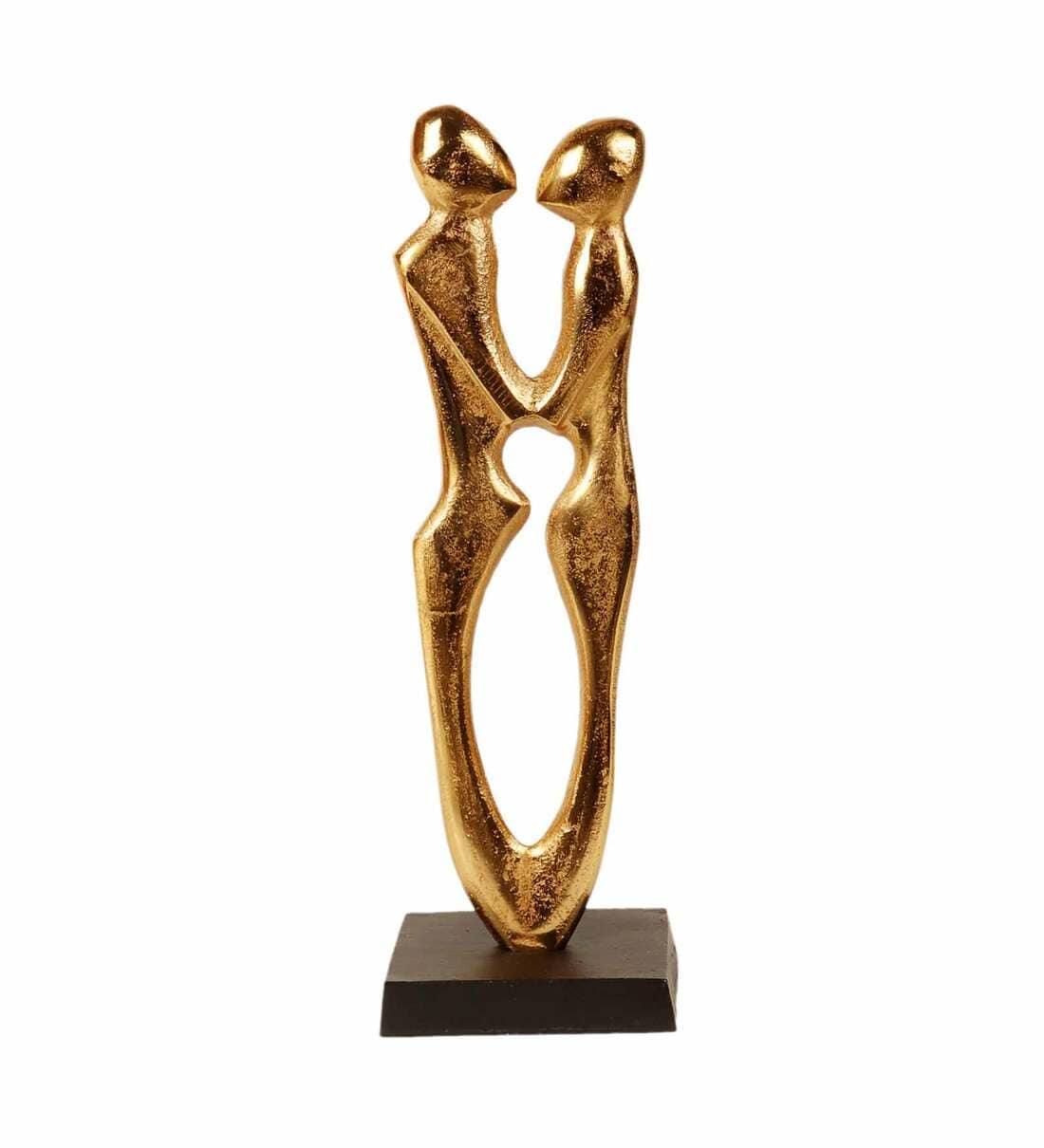 Golden Couple Statue Aluminium Table Accent, - Ouch Cart