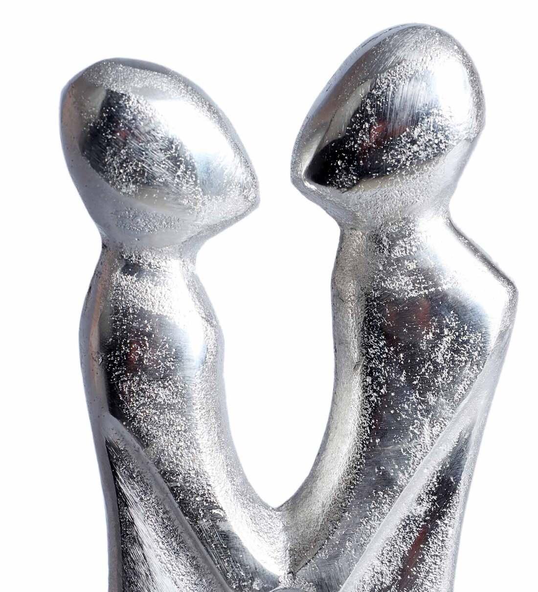 Silver Couple Abstract Figurine Statue In Raw Finish, - Ouch Cart