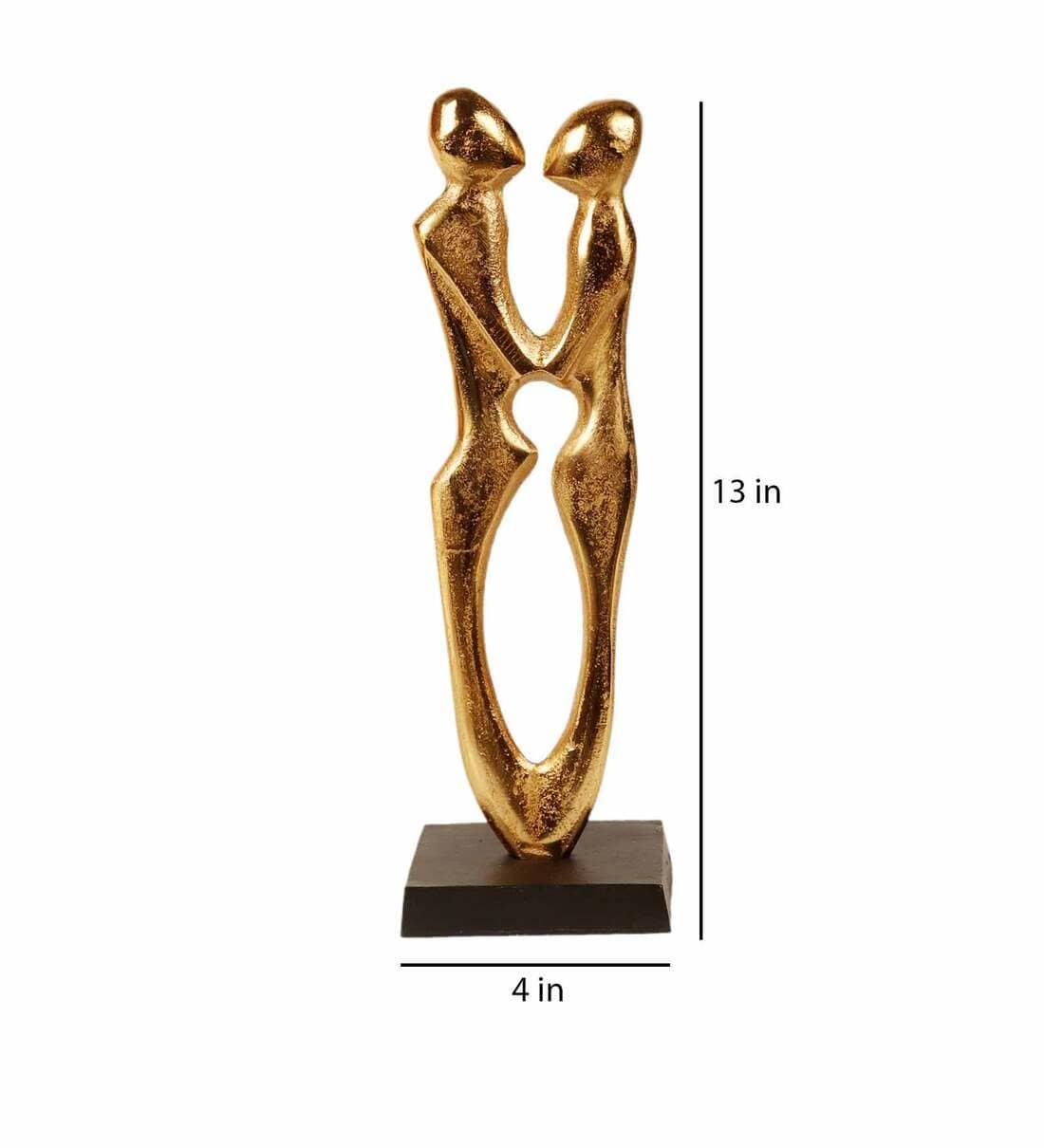 Golden Couple Statue Aluminium Table Accent, - Ouch Cart