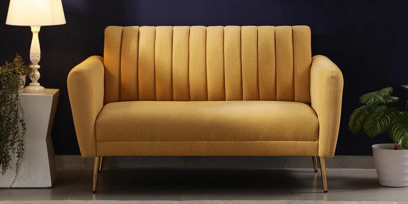 Fabric 2 Seater Sofa In Camel Yellow Colour - Ouch Cart