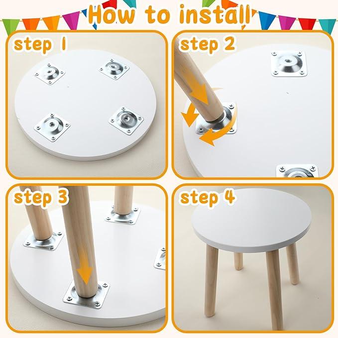 Wooden Step Stool Fit with Sensory Table Sturdy Sitting Stool with Assembled Four Legged for Home Rooms Kitchen Office Safety Kitchen Step Stools - Ouch Cart