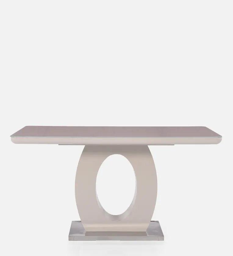 Glass Top 4 Seater Dining Set in Cream & Light Grey Colour - Ouch Cart