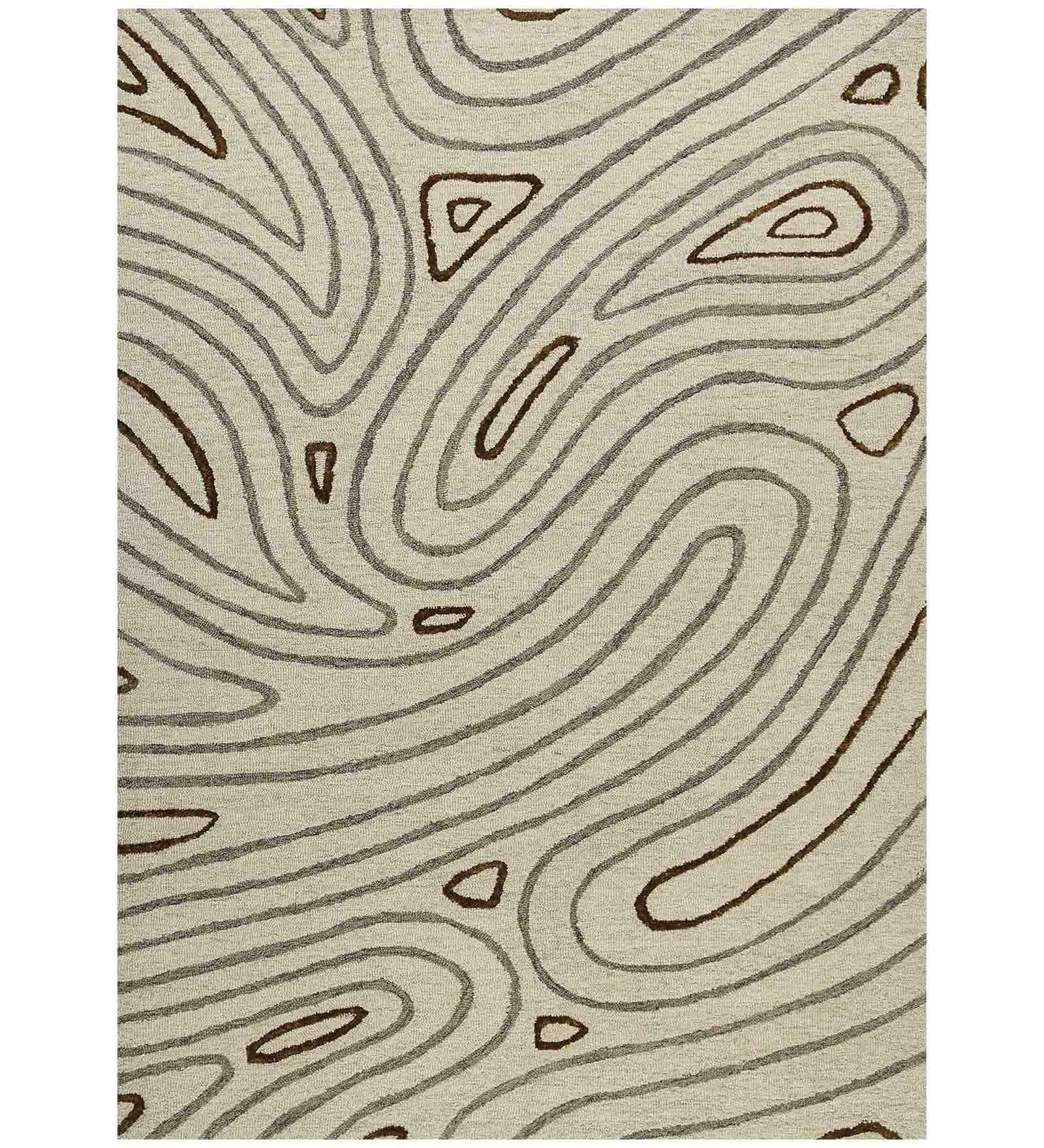 KHAKI Wool & Viscose Canyan 4x6 Feet Hand-Tufted Carpet - Rug - Ouch Cart