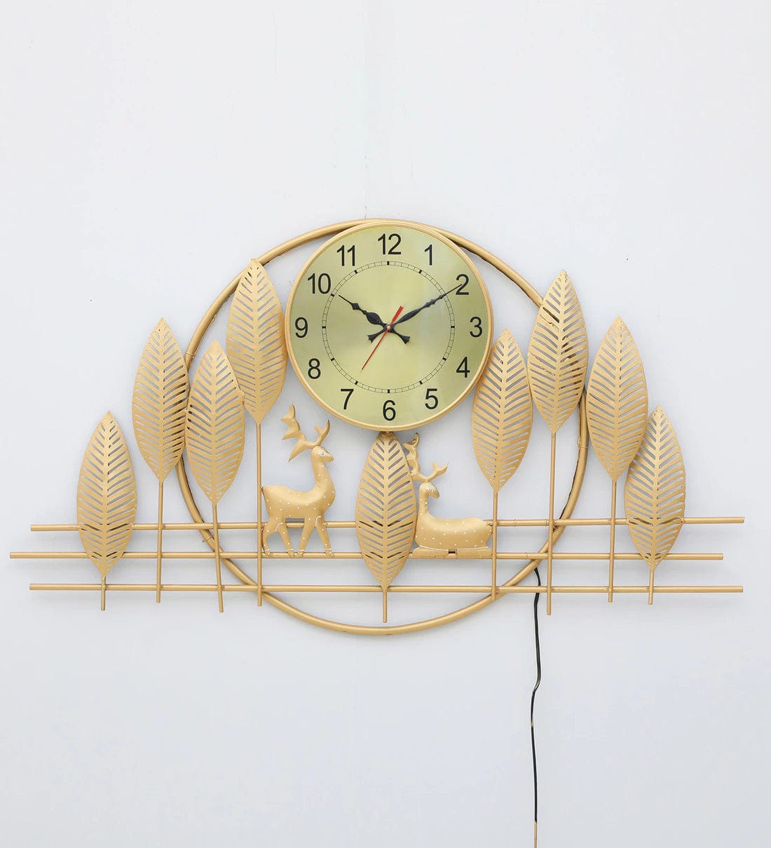 Handmade Gold Metal Deer Wall Hanging Clock,
