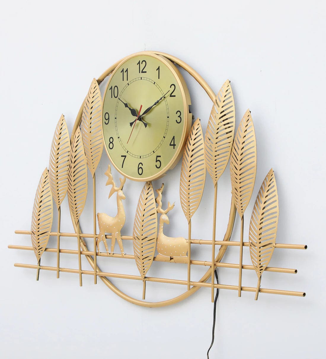 Handmade Gold Metal Deer Wall Hanging Clock,