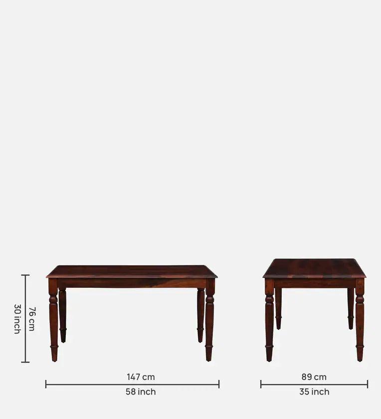 Sheesham Wood 6 Seater Dining Set in Scratch Resistant Honey Oak Finish - Ouch Cart