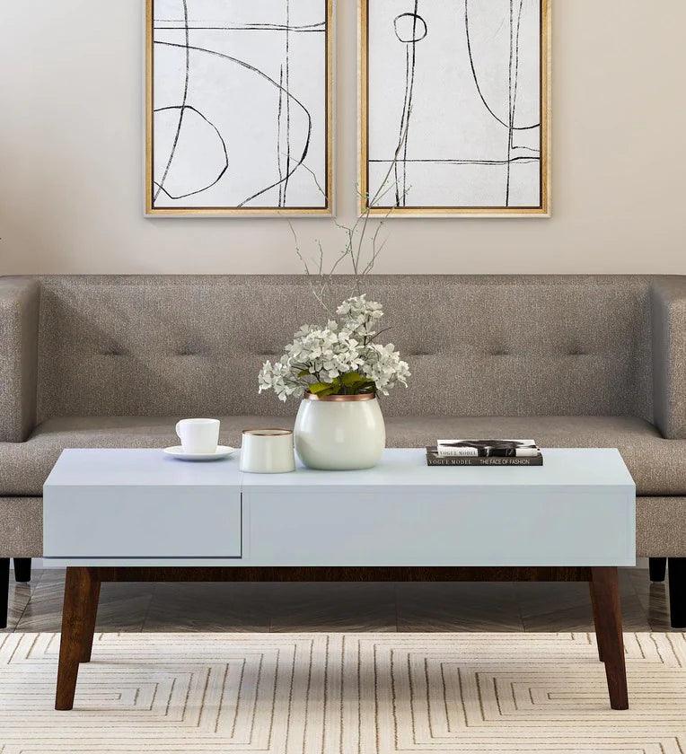 Coffee Table In White Finish - Ouch Cart