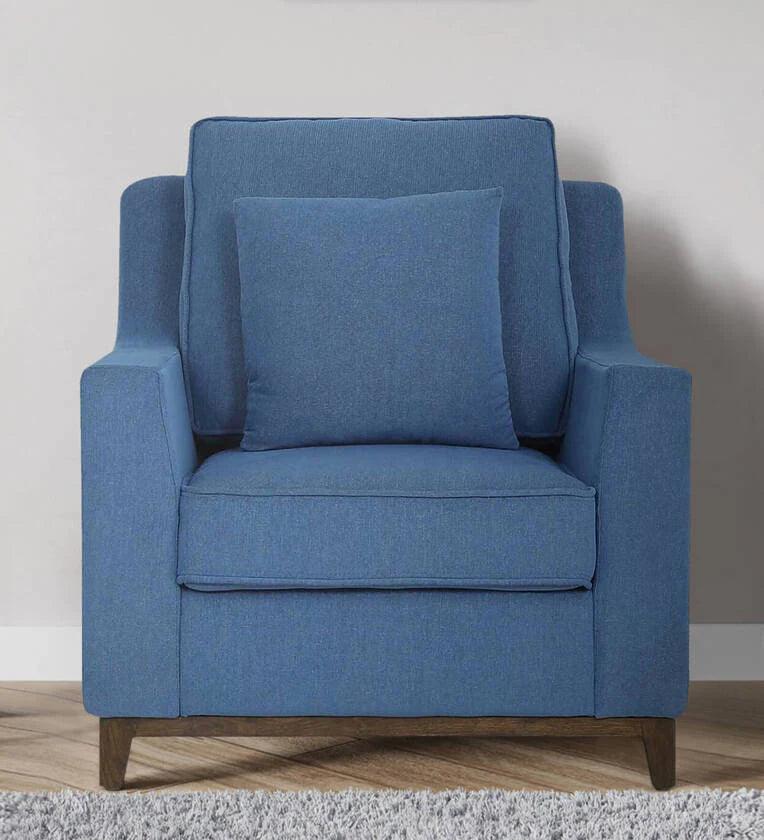Fabric 1 Seater Sofa In Denim Blue Colour - Ouch Cart