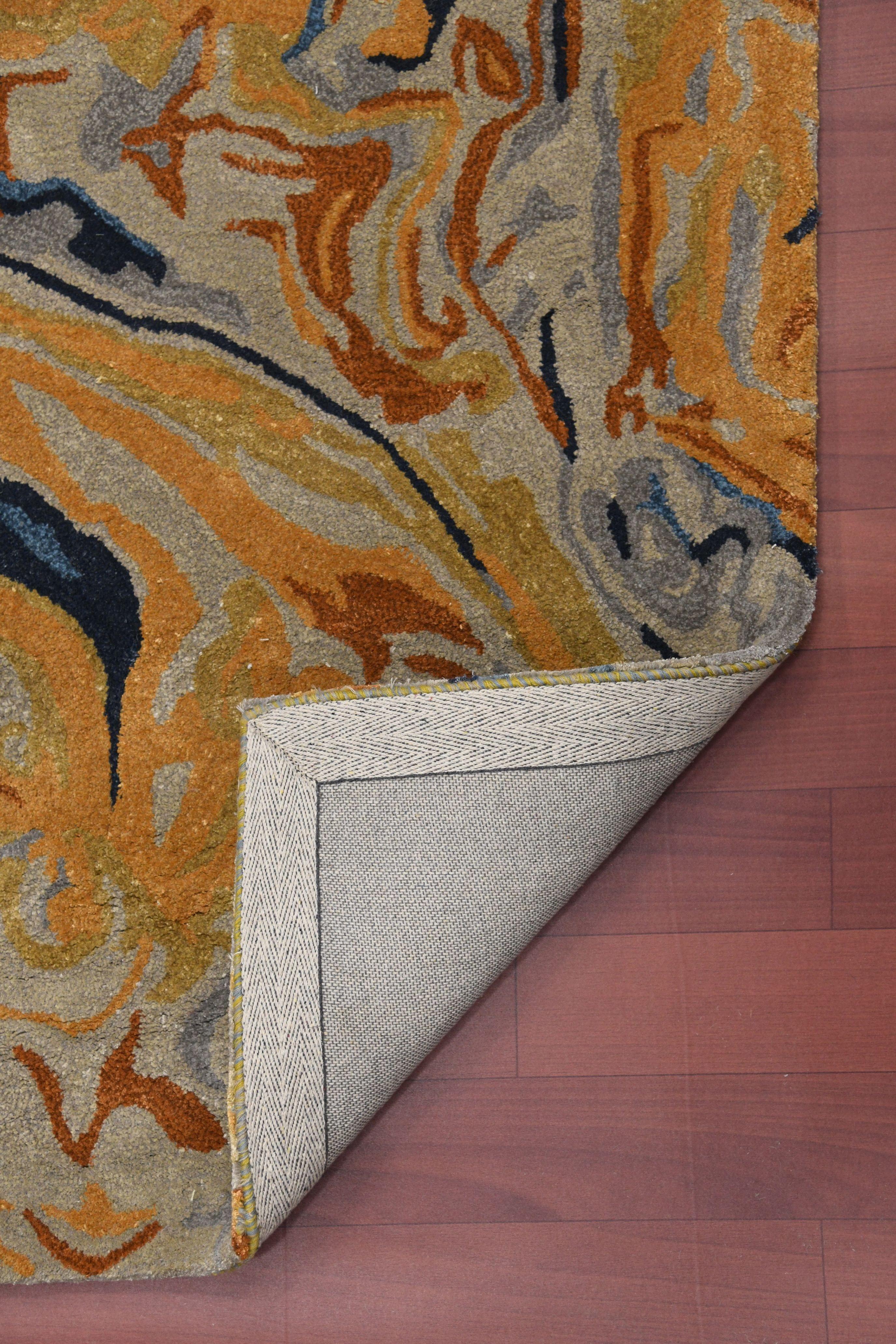 Orange Wool & Viscose Dream Scape 4x6 Feet Hand-Tufted Carpet - Rug - Ouch Cart