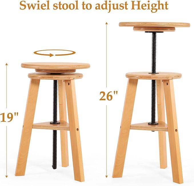 Beech Wood Artist Stool for Drafting, Painting Stool for Artists, Adults, Wood Chair for ArtStudio, Bar, Kitchen, Home Use, Office - Ouch Cart