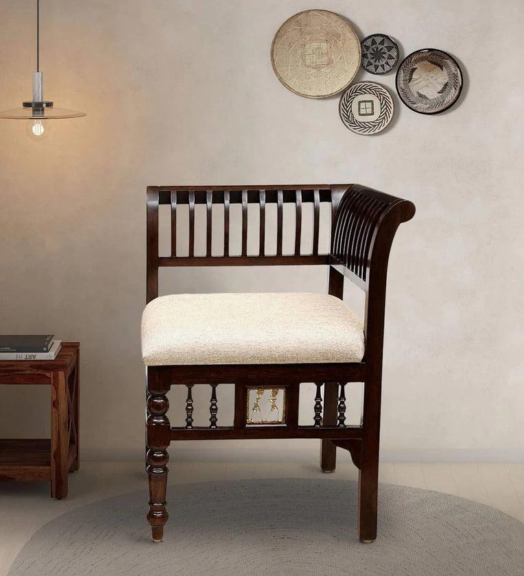 Teak Wood 1 Seater Sofa in Walnut Finish - Ouch Cart