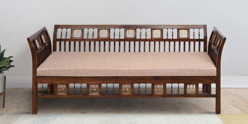 Solid Wood 3 Seater Sofa in Walnut Colour - Ouch Cart