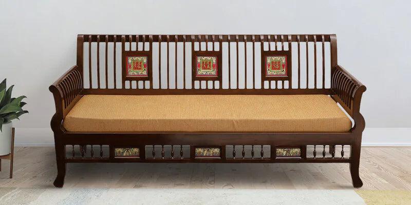 Solid Wood 3 Seater Sofa in Walnut Colour - Ouch Cart