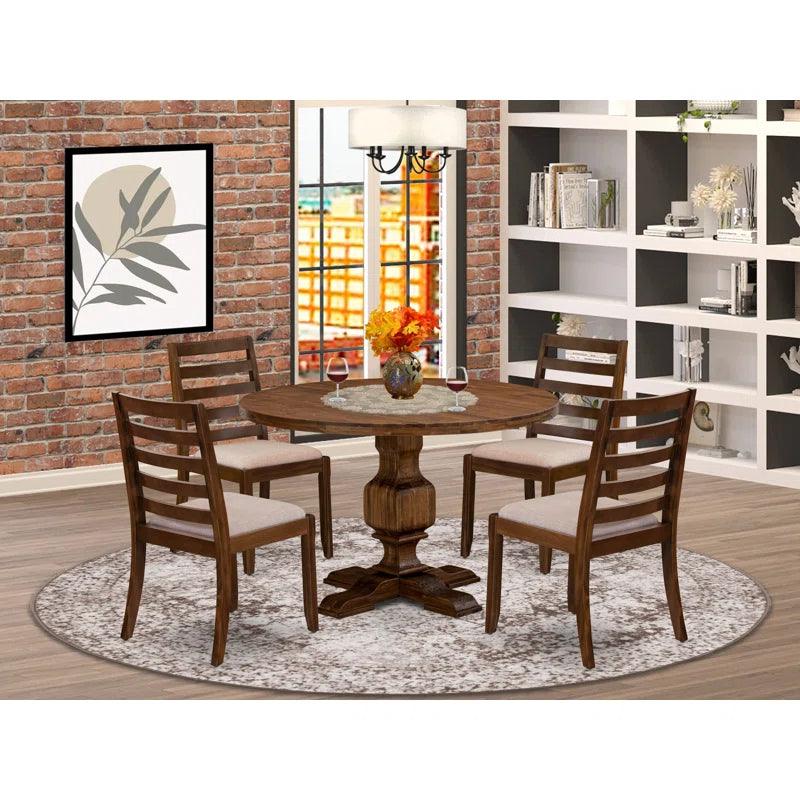 included a Round Table and Tan Linen Fabric stackable Chair - Ouch Cart