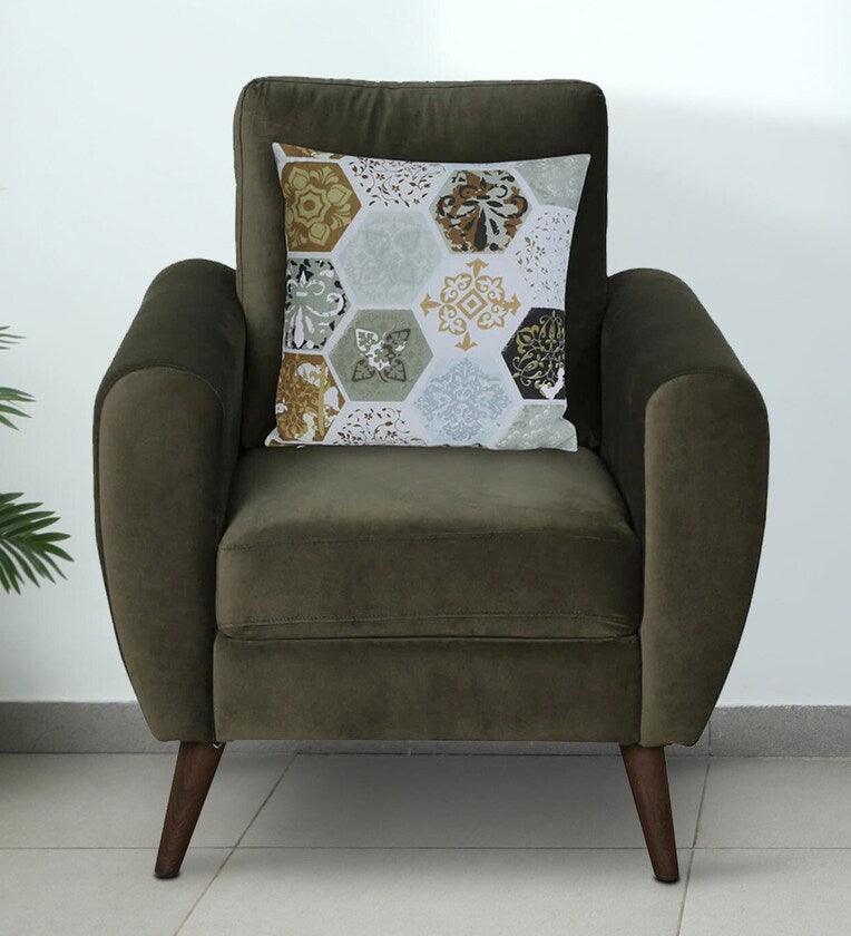 Velvet 1 Seater Sofa In Dark Olive Colour - Ouch Cart