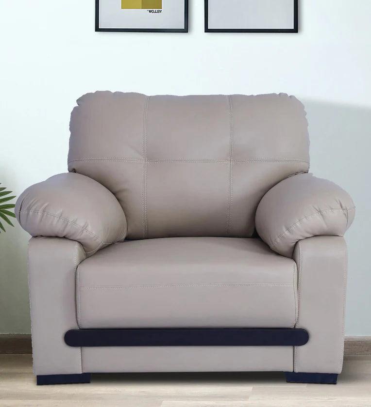 Leatherette 1 Seater Sofa in Beige Colour - Ouch Cart