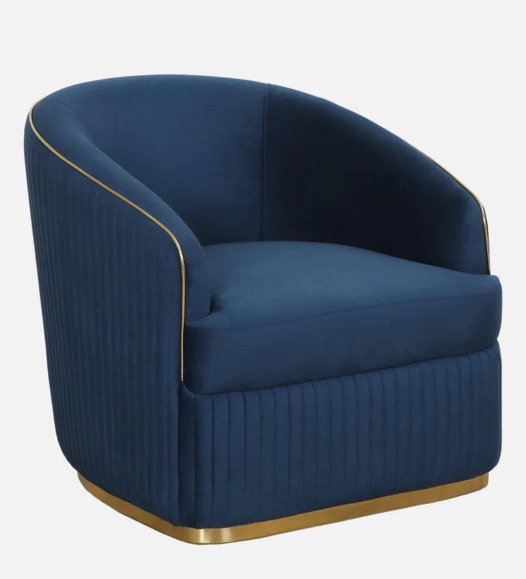 Velvet 1 Seater Sofa In Blue Colour - Ouch Cart