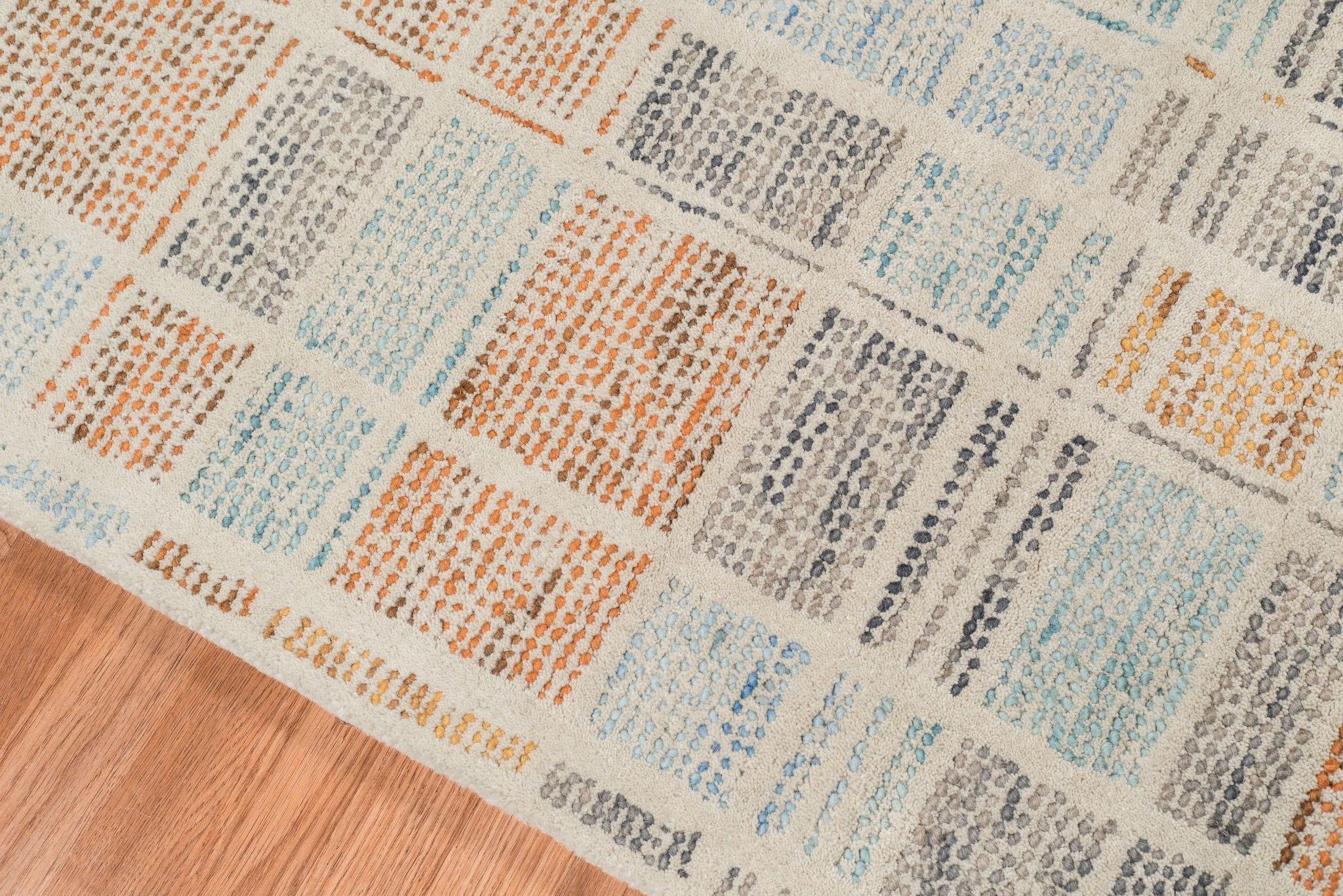 Aqua Blue Wool Vector 5x8 Feet Hand-Tufted Carpet - Rug - Ouch Cart