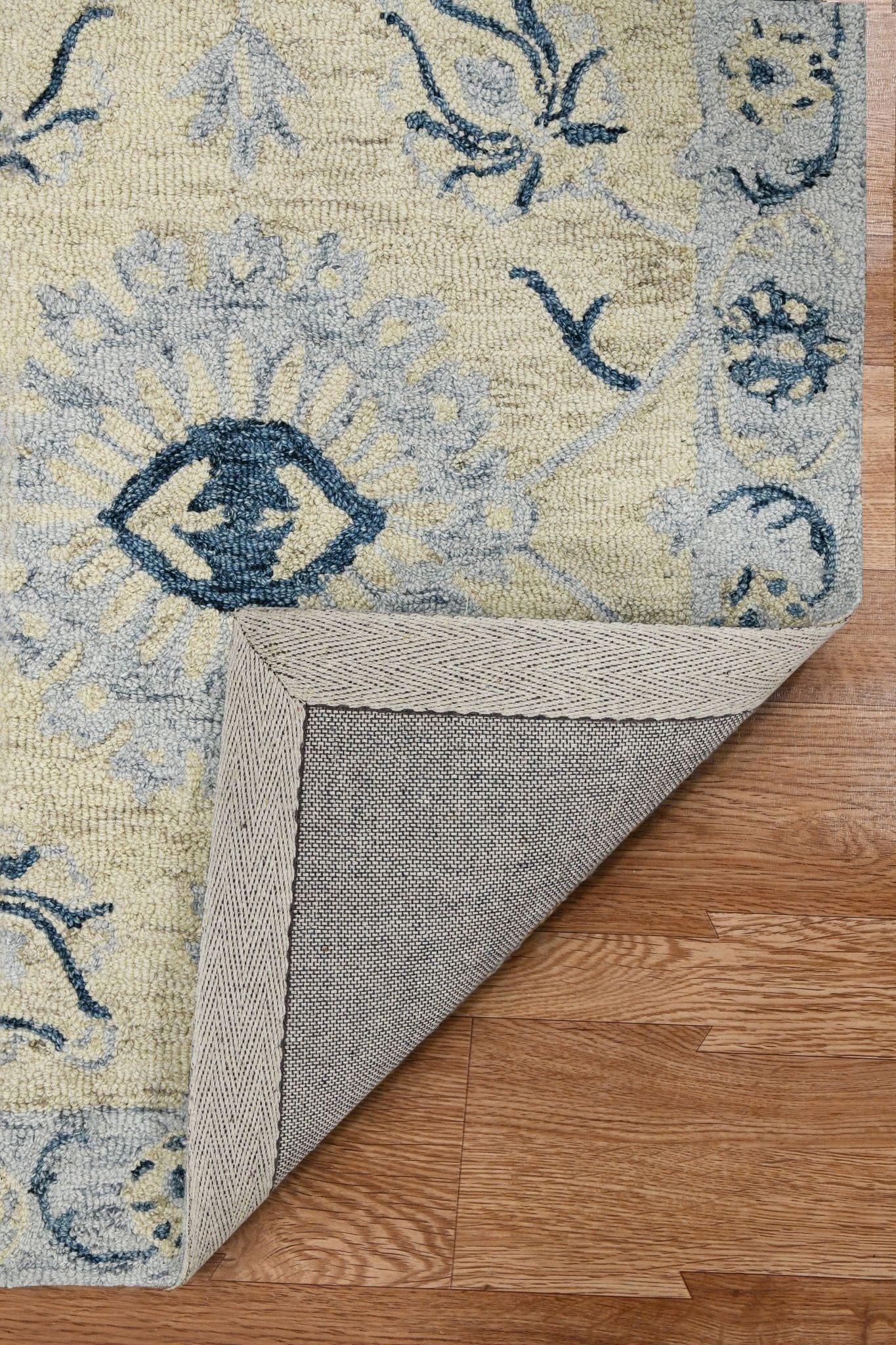 Light Blue Wool Romania 5x8 Feet Hand-Tufted Carpet - Rug - Ouch Cart