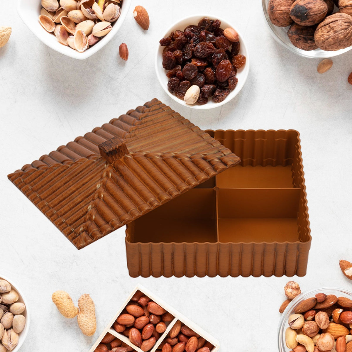 Plastic Multipurpose Dry Fruit Chocolates Mouth Box (1 Pc) Wukusy