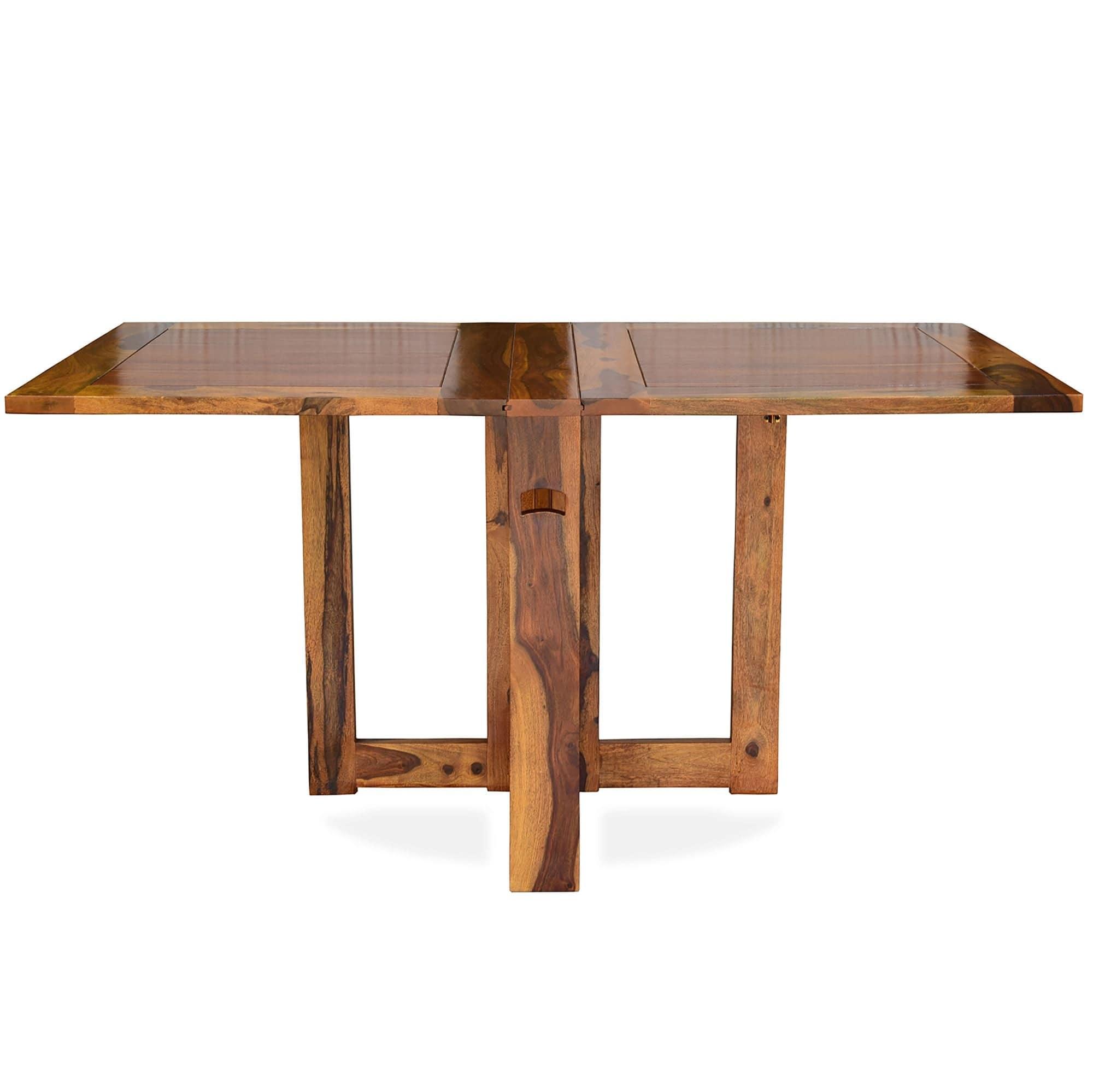 Sheesham Wood foldable dining table in honey finish - Ouch Cart