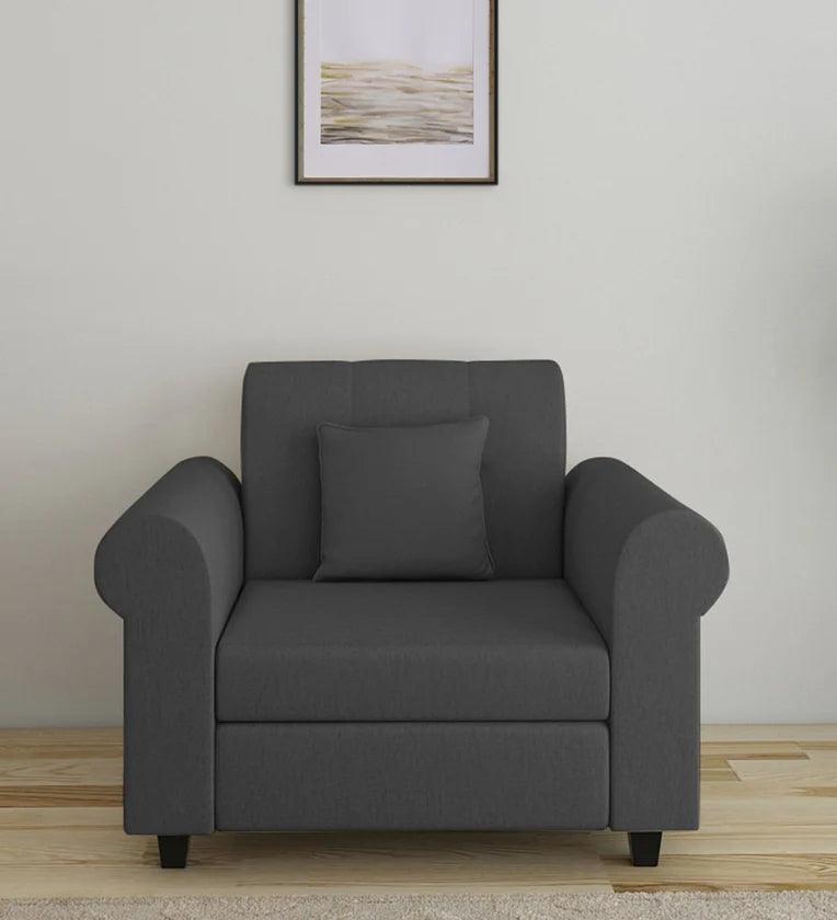 Fabric 1 Seater Sofa in Charcoal Grey Colour - Ouch Cart