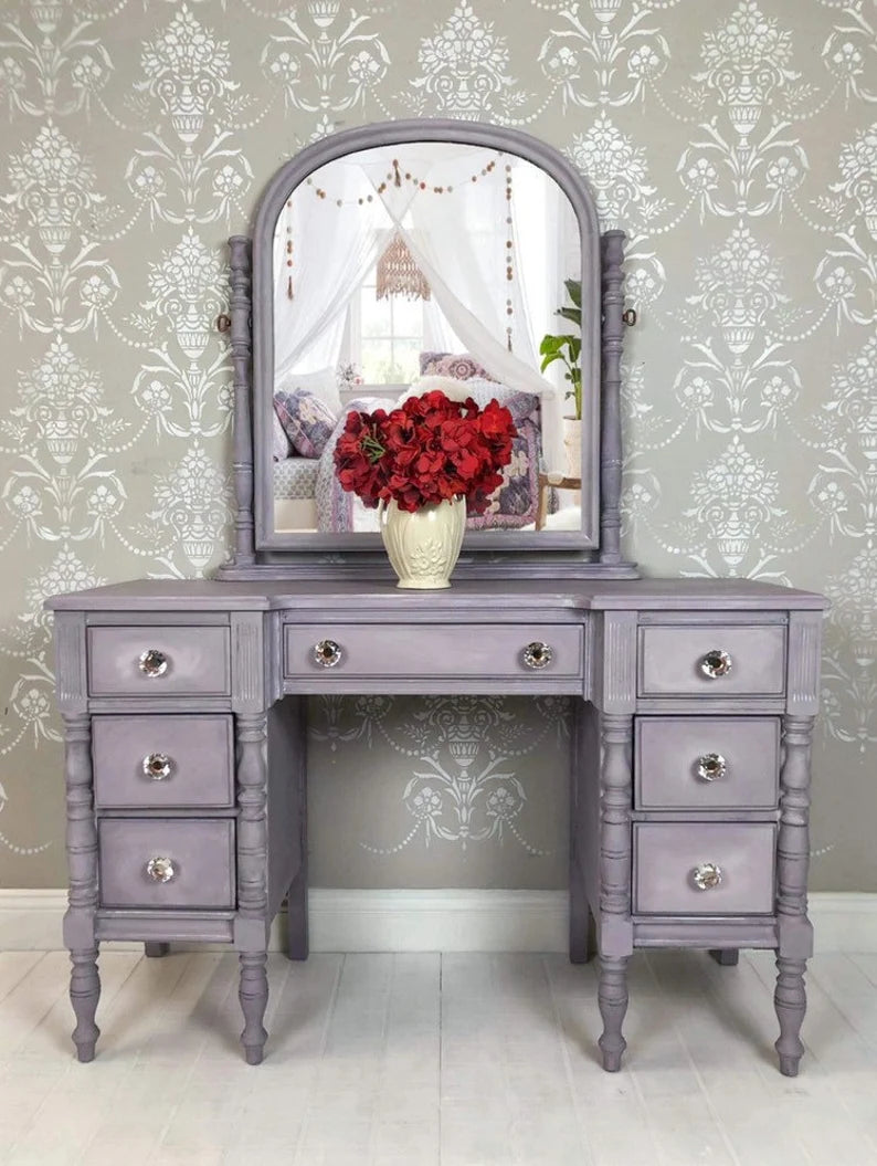 Ouch Cart Vintage Vanity Dressing Table with Mirror | Classic Makeup Table with Multiple Drawers