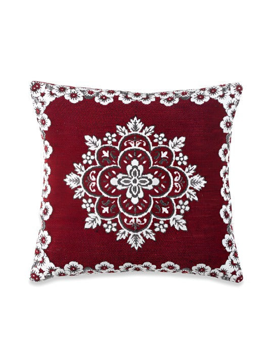 Maroon Embroidered Cushion Covers – Elegant Floral Design OUCH CART