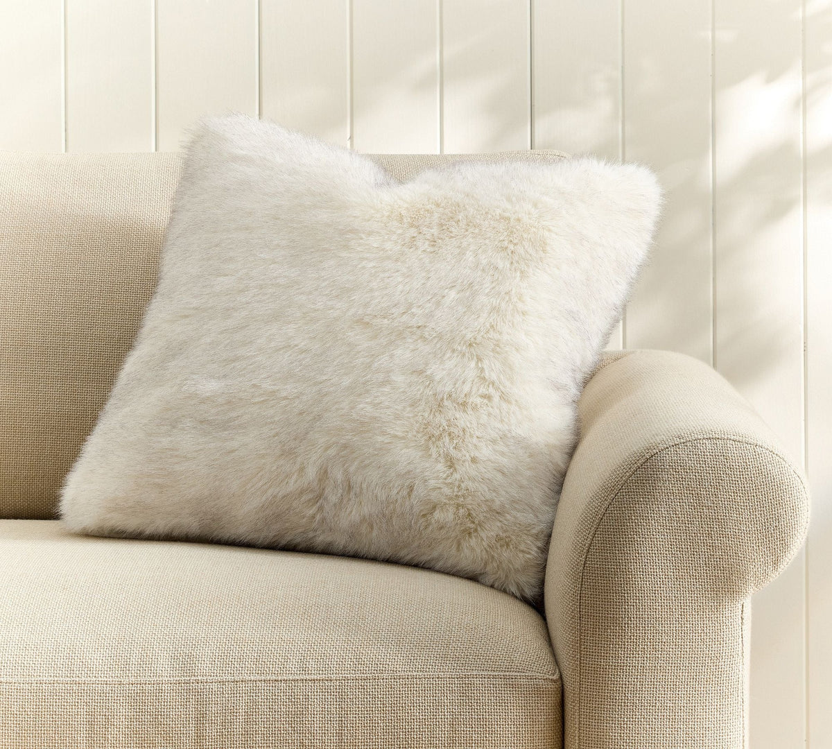 Fur Cushion Covers in Neutral Colours, Square Self-Design, Set of 5 OUCH CART