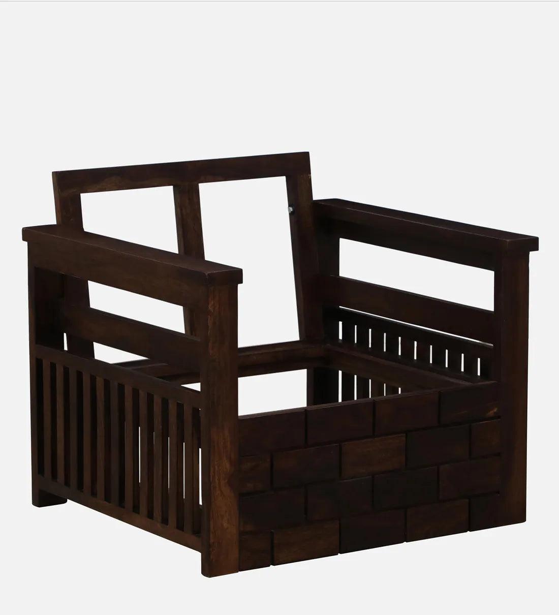 Sheesham Wood 1 Seater Sofa In Provincial Teak Finish - Ouch Cart