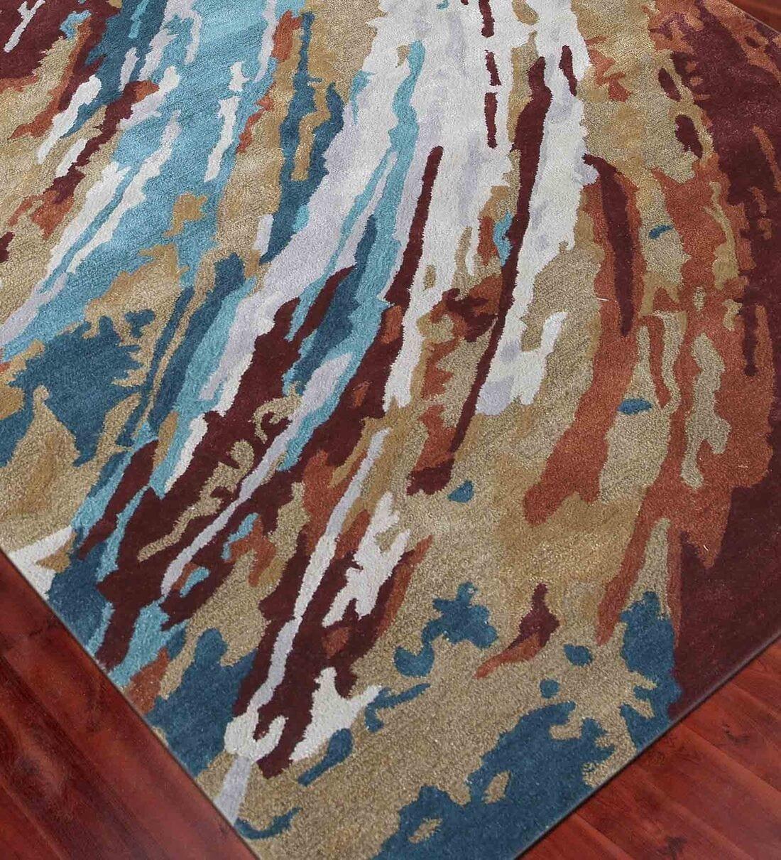 Orange Wool & Viscose Dream Scape 5x8 Feet Hand-Tufted Carpet - Rug - Ouch Cart