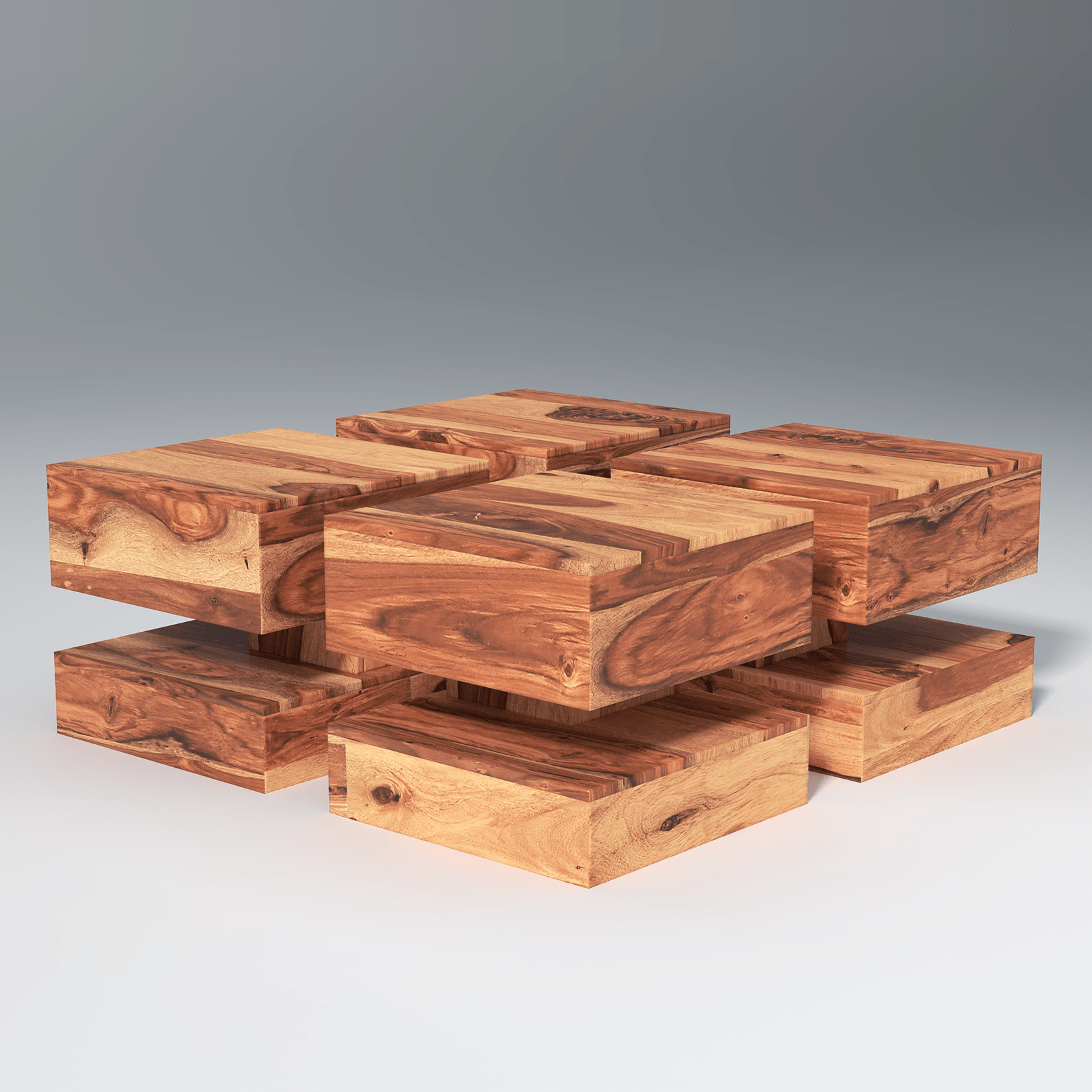 Perk Sheesham Wood Coffee Table In Light Reddish Honey Color - Ouch Cart