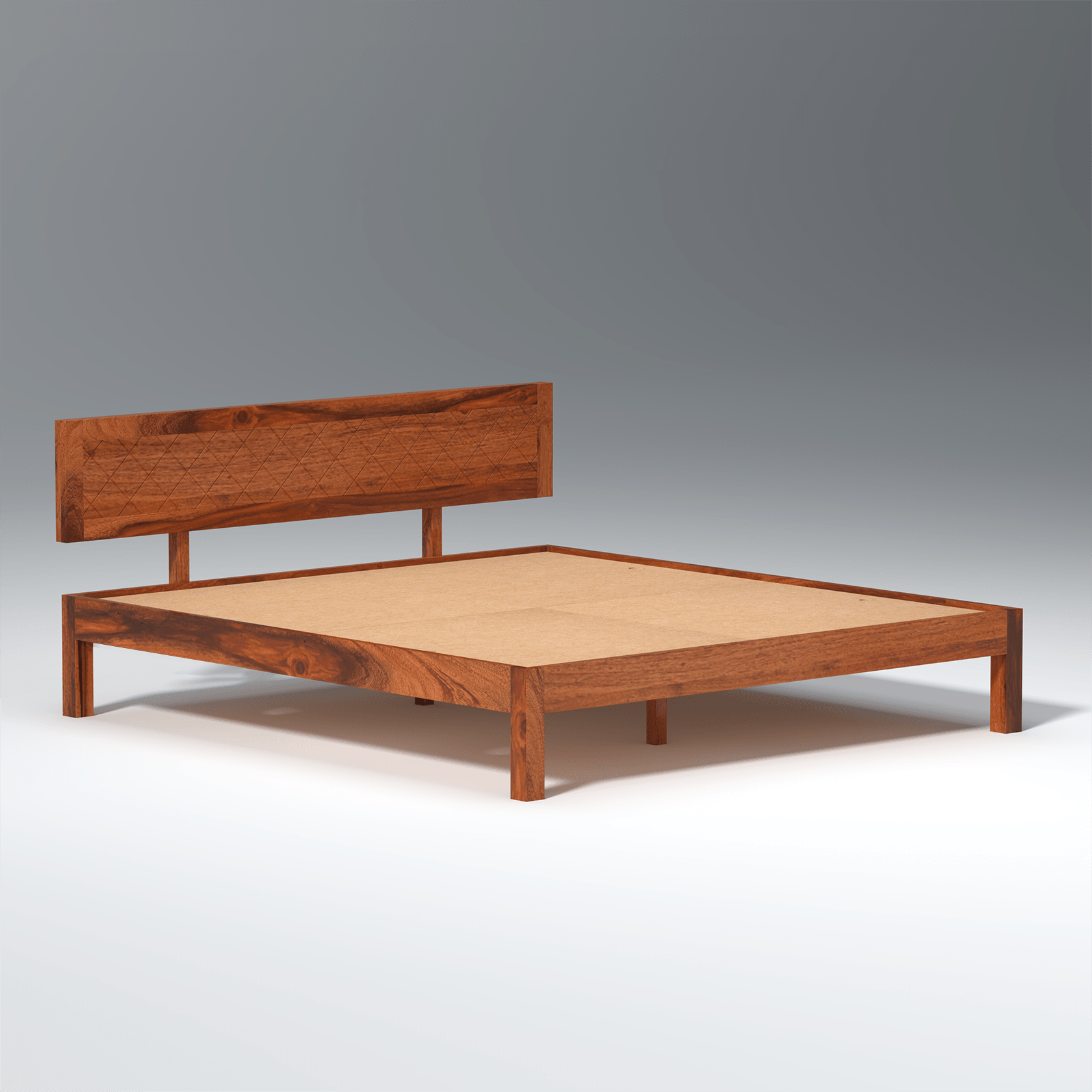 Lofted Sheesham Wood bed Without Storage in Maharani Color - Ouch Cart