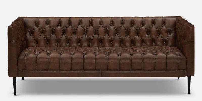Leatherette 3 Seater Sofa In Brown Colour - Ouch Cart