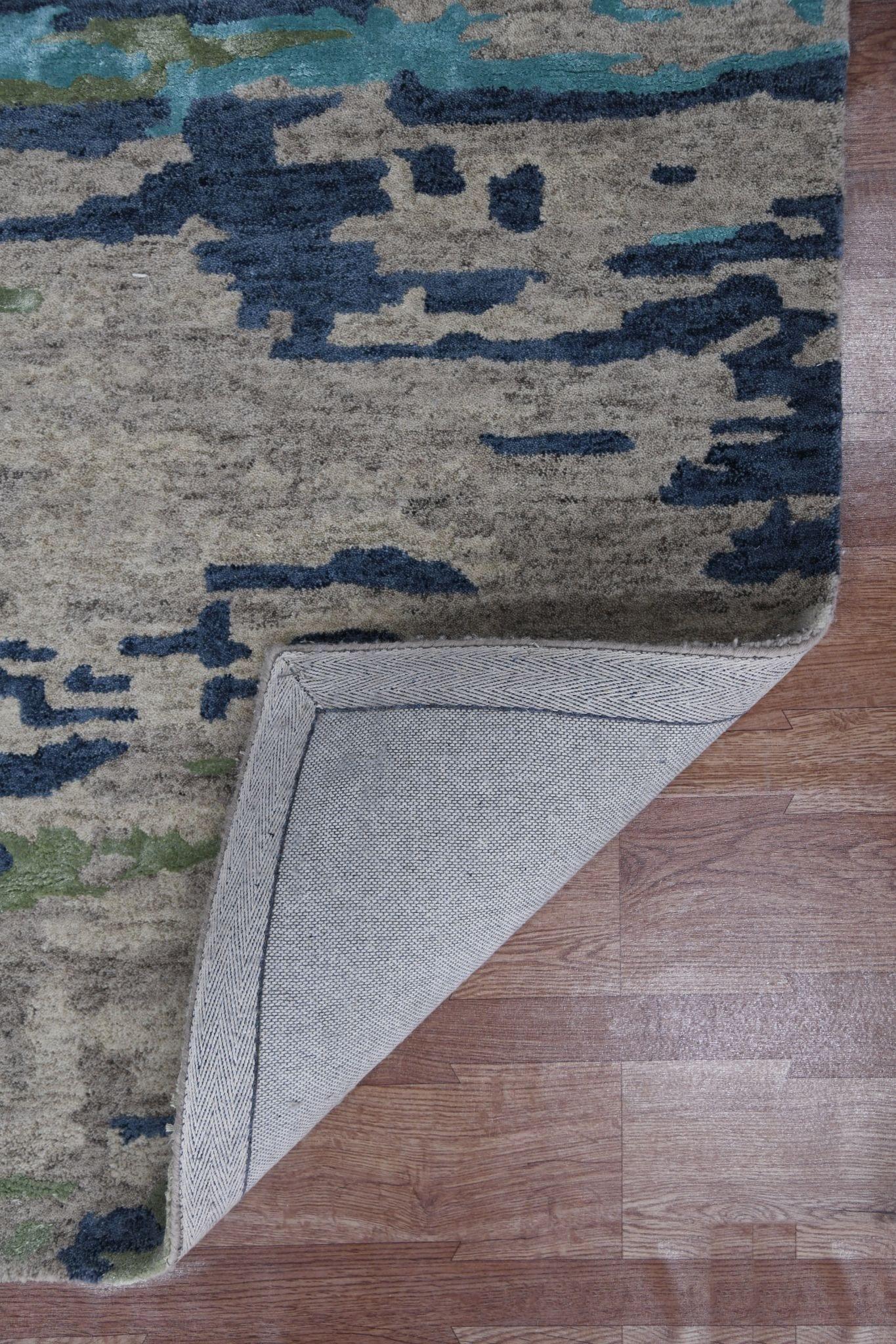 Sand Wool & Viscose Abstract 8X10 Feet Hand-Tufted Carpet Abstract Rug - Ouch Cart