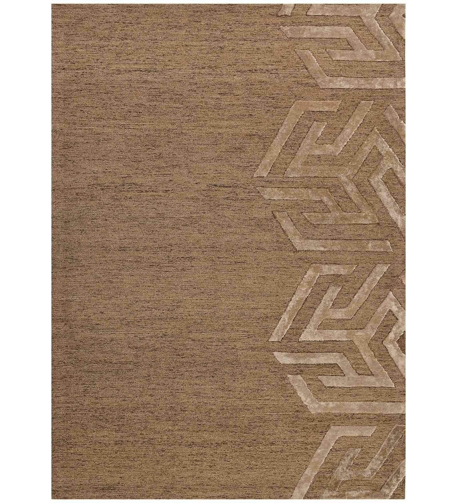 BROWN Wool & Viscose Canyan 8x10 Feet Hand-Tufted Carpet - Rug - Ouch Cart