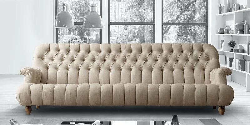 Fabric 3 Seater Sofa in Beige Colour - Ouch Cart