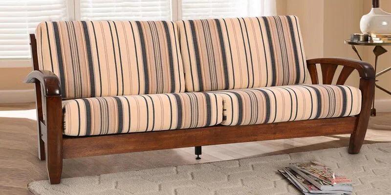 Solid Wood 3 Seater Sofa in Brown Colour - Ouch Cart