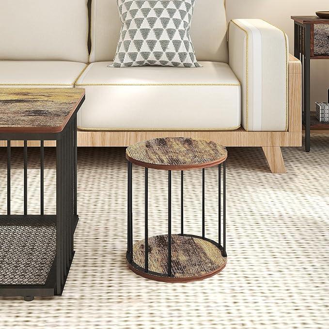 Wooden Stool Set of 2 for Kids,Adults,300lbs Load Capacity Garden Round Wood Stool,Non-Slip Small Step Stool for Plant Stand,Kitchen,Bathroom and Bedroom,Brown - Ouch Cart